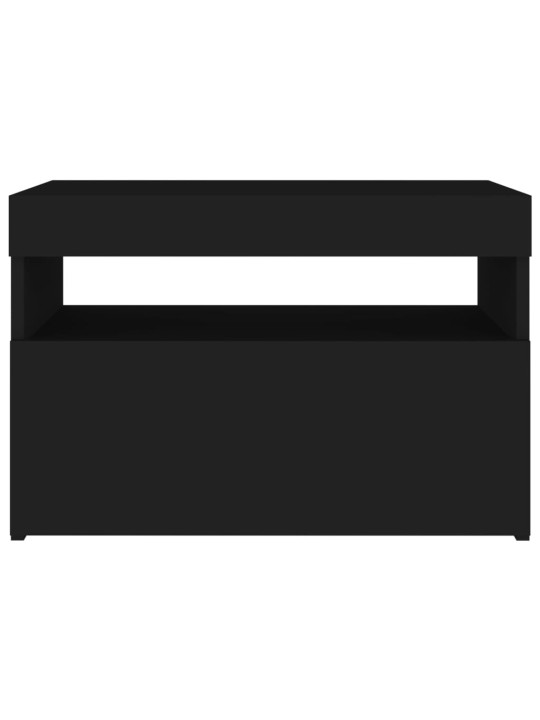 Naktsskapītis ar led, 60x35x40 cm, melns, inženierijas koks