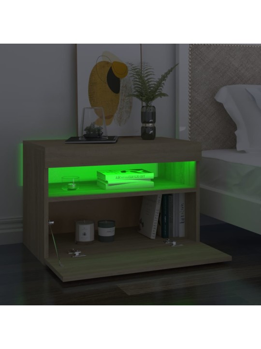Naktsskapītis ar led, 60x35x40 cm, ozolkoka, inženierijas koks