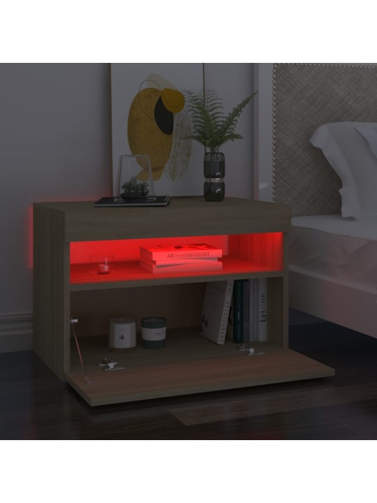 Naktsskapītis ar led, 60x35x40 cm, ozolkoka, inženierijas koks