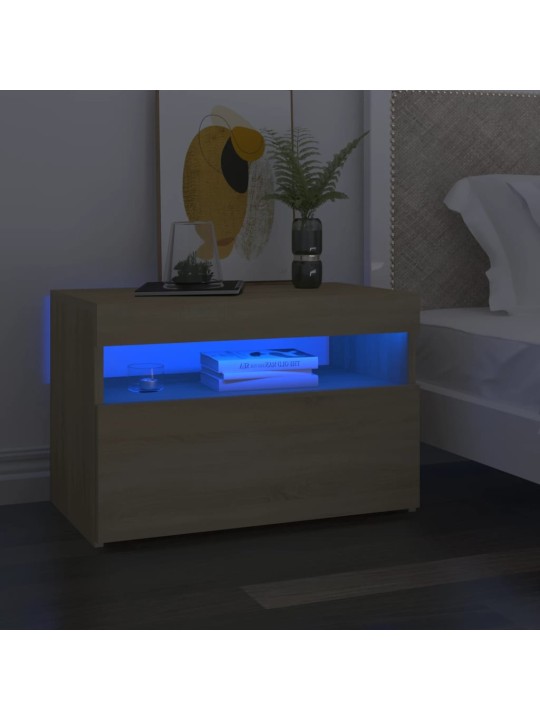 Naktsskapītis ar led, 60x35x40 cm, ozolkoka, inženierijas koks
