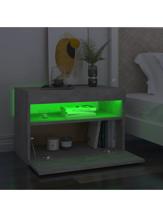 Naktsskapītis ar led, 60x35x40 cm, betona pelēks, skaidu plātne