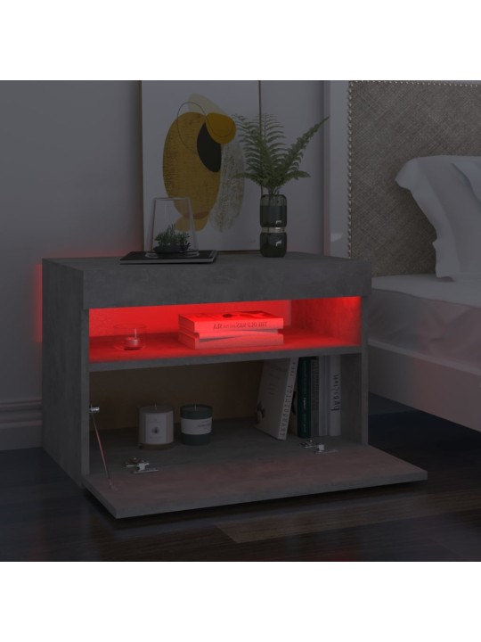 Naktsskapītis ar led, 60x35x40 cm, betona pelēks, skaidu plātne