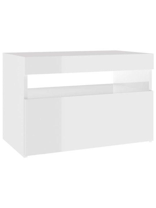 Naktsskapītis ar led, 60x35x40 cm, spīdīgi balts, skaidu plātne