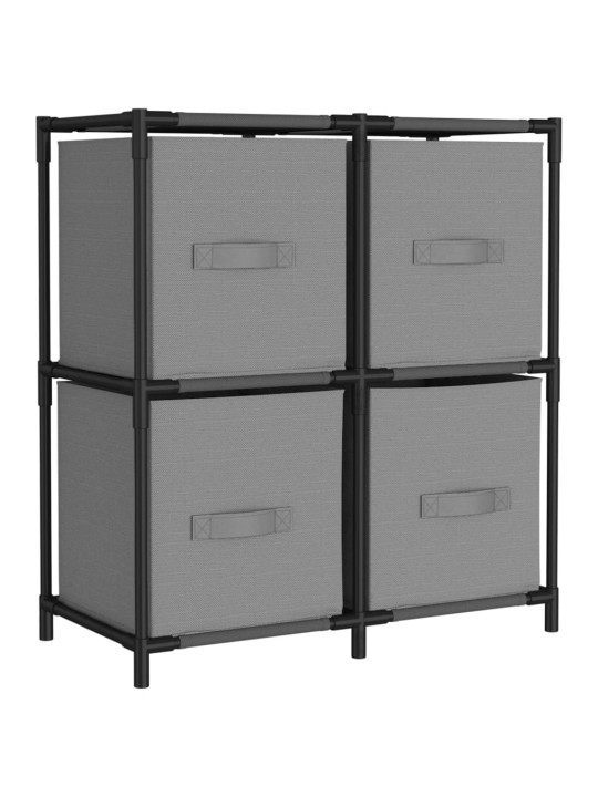Plaukts ar 4 auduma groziem, pelēks, 63x30x71 cm, tērauds