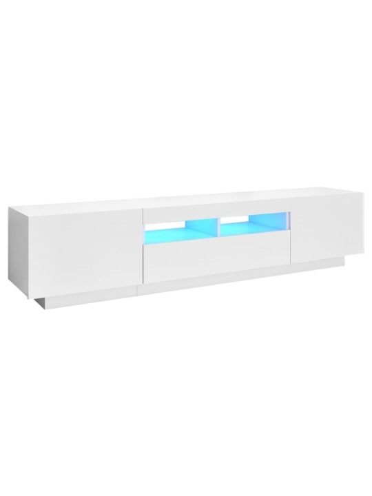 Tv skapītis ar led lampiņām, 180x35x40 cm, balts