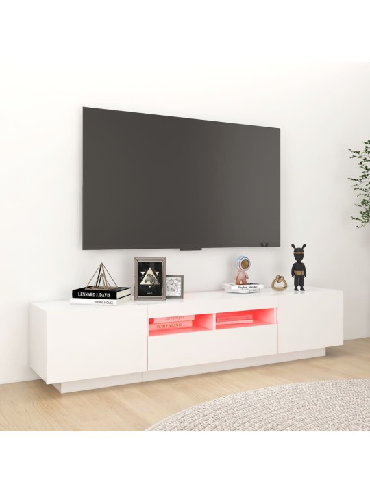 Tv skapītis ar led lampiņām, 180x35x40 cm, balts