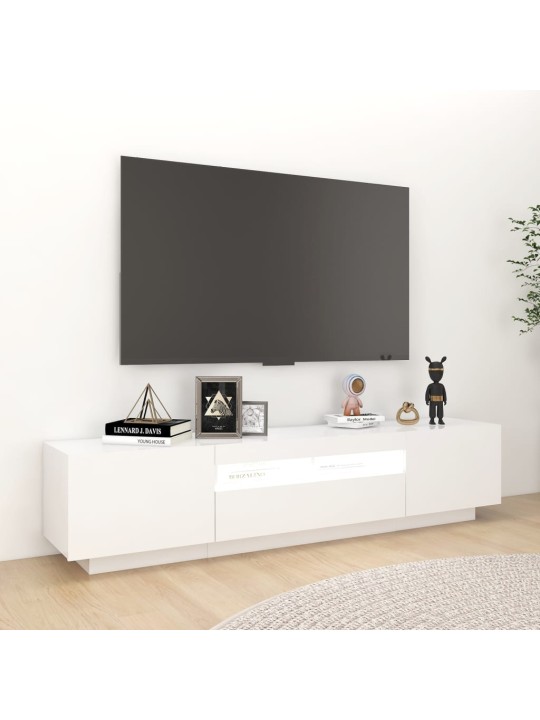 Tv skapītis ar led lampiņām, 180x35x40 cm, balts