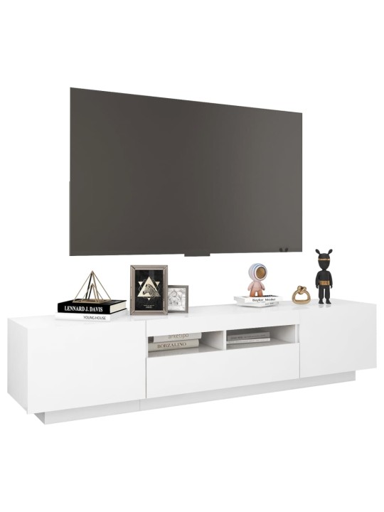 Tv skapītis ar led lampiņām, 180x35x40 cm, balts