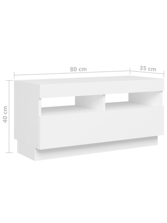 Tv skapītis ar led lampiņām, 180x35x40 cm, balts