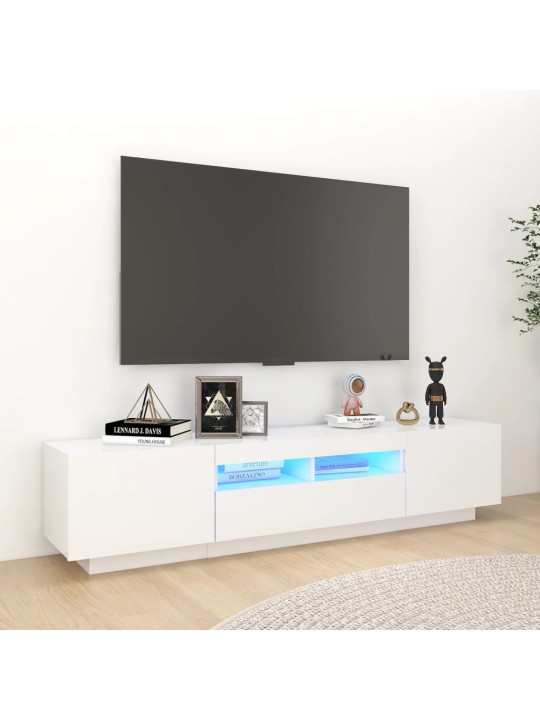 Tv skapītis ar led lampiņām, 180x35x40 cm, balts