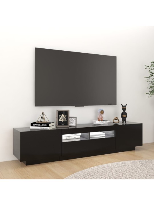 Tv skapītis ar led lampiņām, 180x35x40 cm, melns