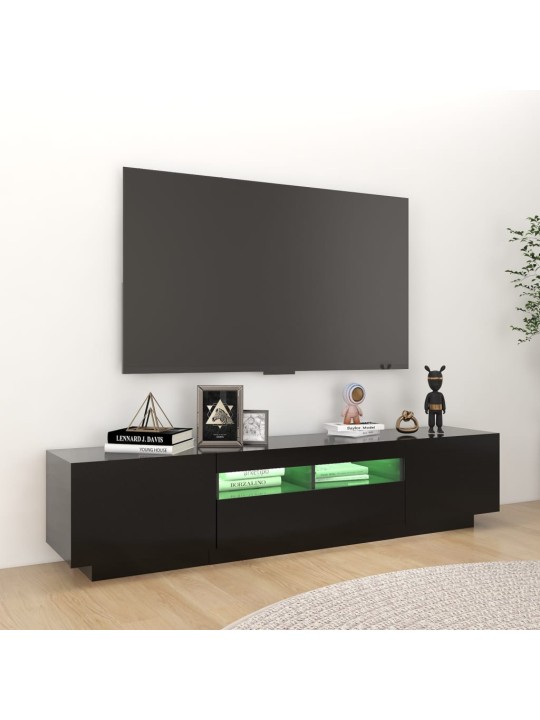 Tv skapītis ar led lampiņām, 180x35x40 cm, melns