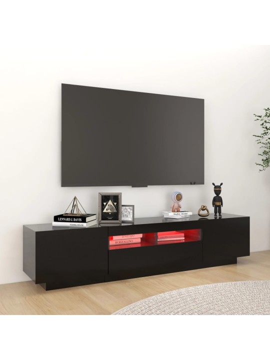 Tv skapītis ar led lampiņām, 180x35x40 cm, melns