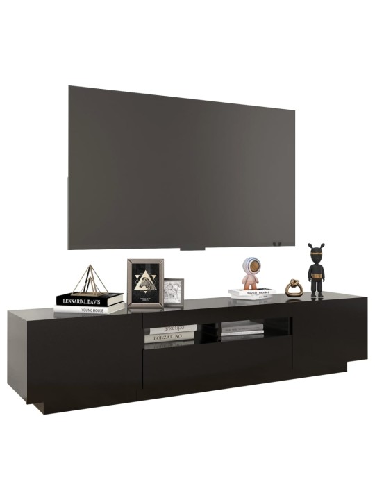 Tv skapītis ar led lampiņām, 180x35x40 cm, melns