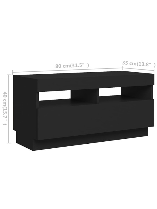 Tv skapītis ar led lampiņām, 180x35x40 cm, melns