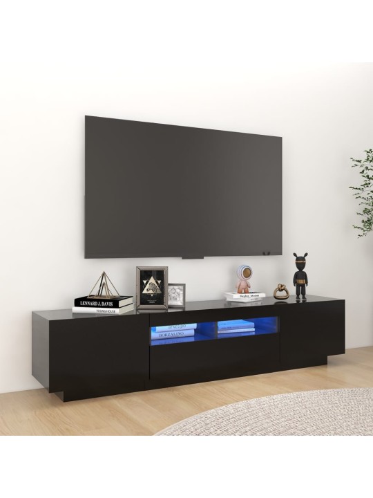 Tv skapītis ar led lampiņām, 180x35x40 cm, melns