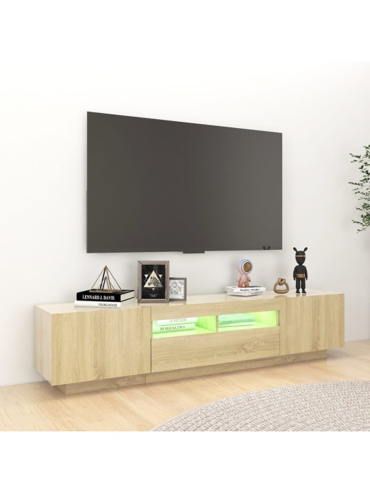 Tv skapītis ar led lampiņām, 180x35x40 cm, ozolkoka krāsa