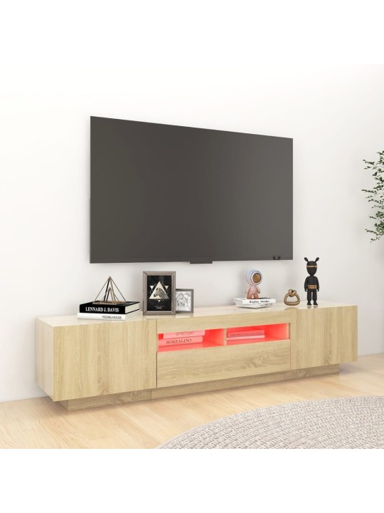 Tv skapītis ar led lampiņām, 180x35x40 cm, ozolkoka krāsa
