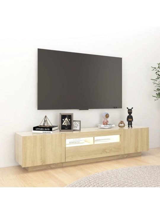 Tv skapītis ar led lampiņām, 180x35x40 cm, ozolkoka krāsa