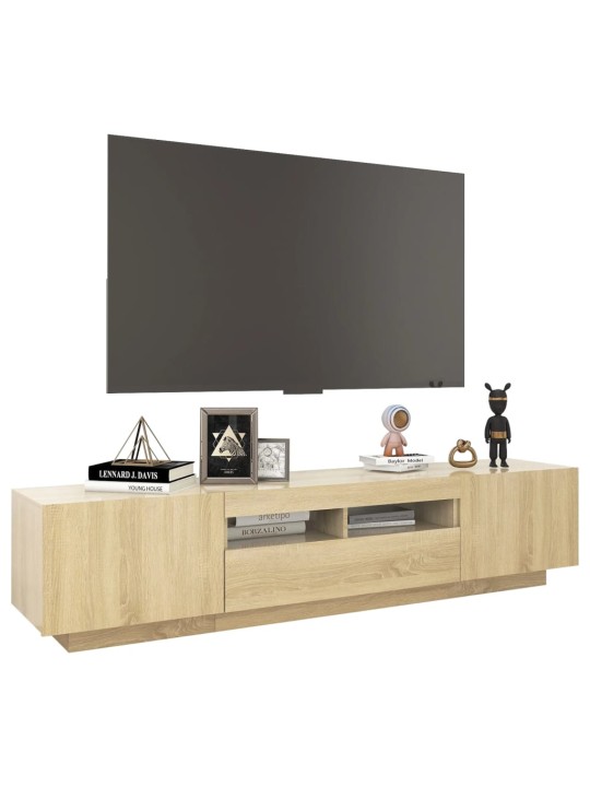 Tv skapītis ar led lampiņām, 180x35x40 cm, ozolkoka krāsa