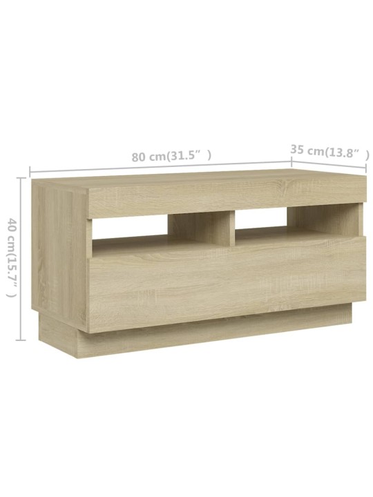 Tv skapītis ar led lampiņām, 180x35x40 cm, ozolkoka krāsa