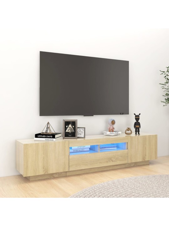 Tv skapītis ar led lampiņām, 180x35x40 cm, ozolkoka krāsa