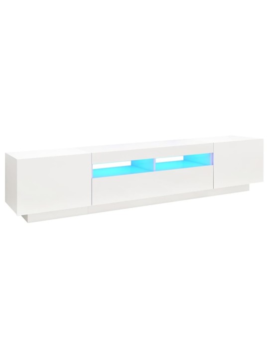 Tv skapītis ar led lampiņām, 200x35x40 cm, balts
