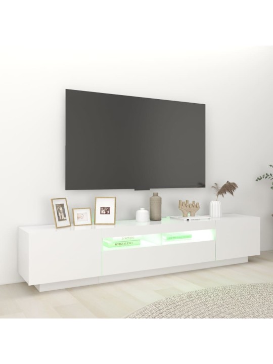 Tv skapītis ar led lampiņām, 200x35x40 cm, balts