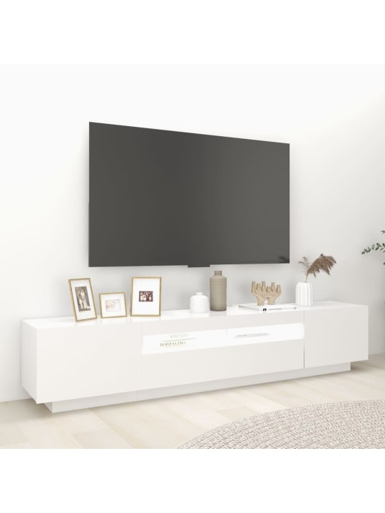 Tv skapītis ar led lampiņām, 200x35x40 cm, balts
