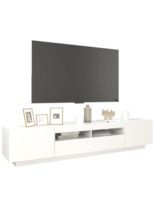 Tv skapītis ar led lampiņām, 200x35x40 cm, balts