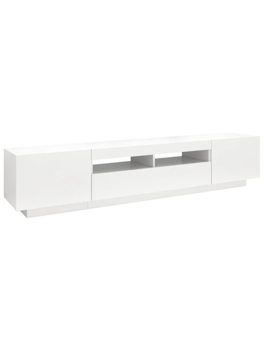 Tv skapītis ar led lampiņām, 200x35x40 cm, balts