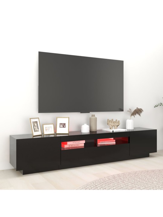 Tv skapītis ar led lampiņām, 200x35x40 cm, melns
