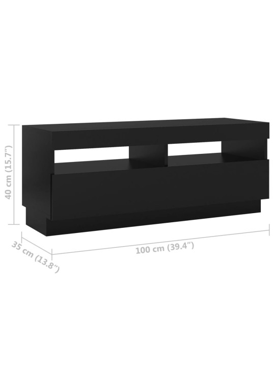 Tv skapītis ar led lampiņām, 200x35x40 cm, melns