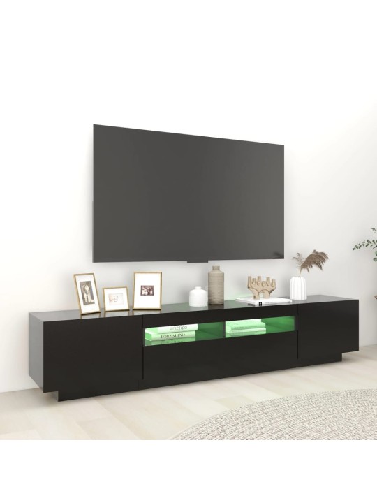 Tv skapītis ar led lampiņām, 200x35x40 cm, melns