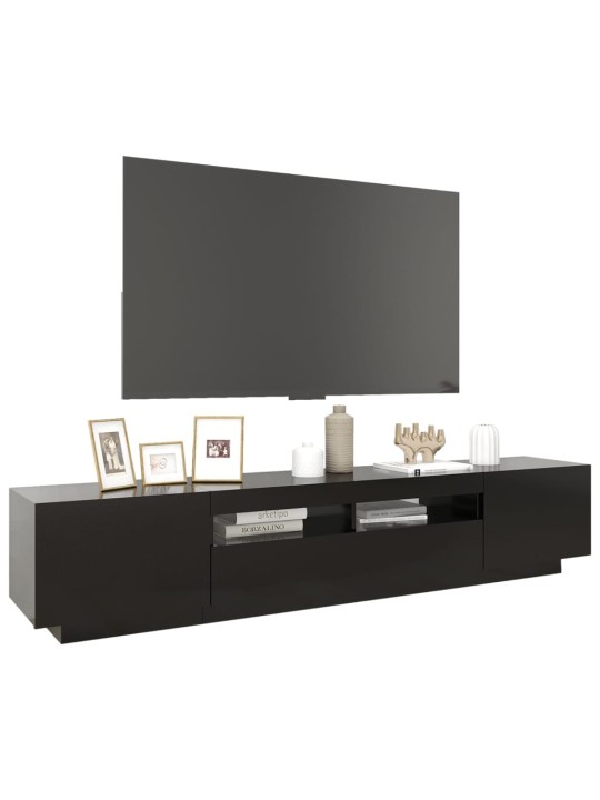Tv skapītis ar led lampiņām, 200x35x40 cm, melns