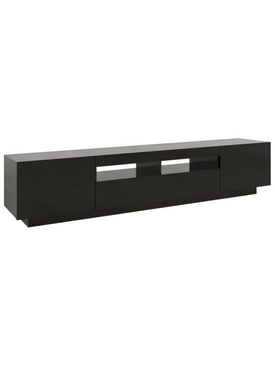 Tv skapītis ar led lampiņām, 200x35x40 cm, melns