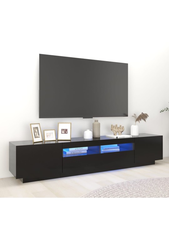 Tv skapītis ar led lampiņām, 200x35x40 cm, melns