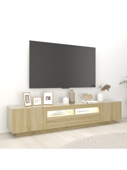 Tv skapītis ar led lampiņām, 200x35x40 cm, ozolkoka krāsa