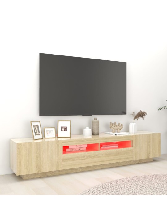 Tv skapītis ar led lampiņām, 200x35x40 cm, ozolkoka krāsa