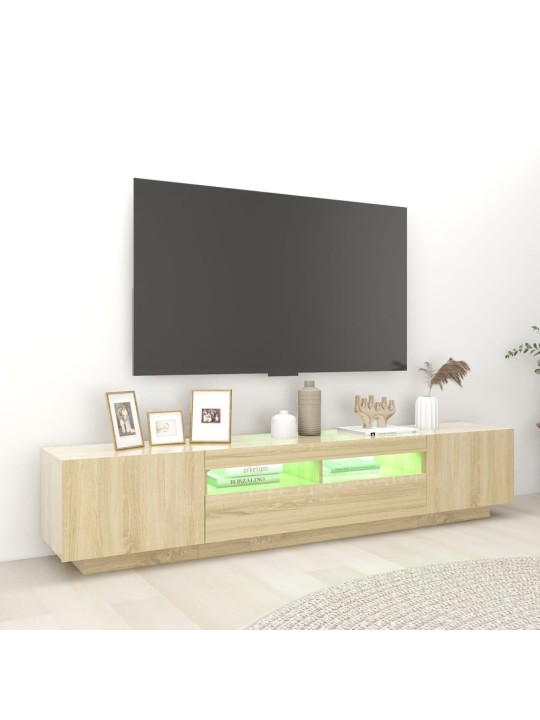 Tv skapītis ar led lampiņām, 200x35x40 cm, ozolkoka krāsa