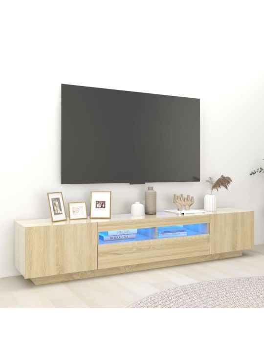 Tv skapītis ar led lampiņām, 200x35x40 cm, ozolkoka krāsa
