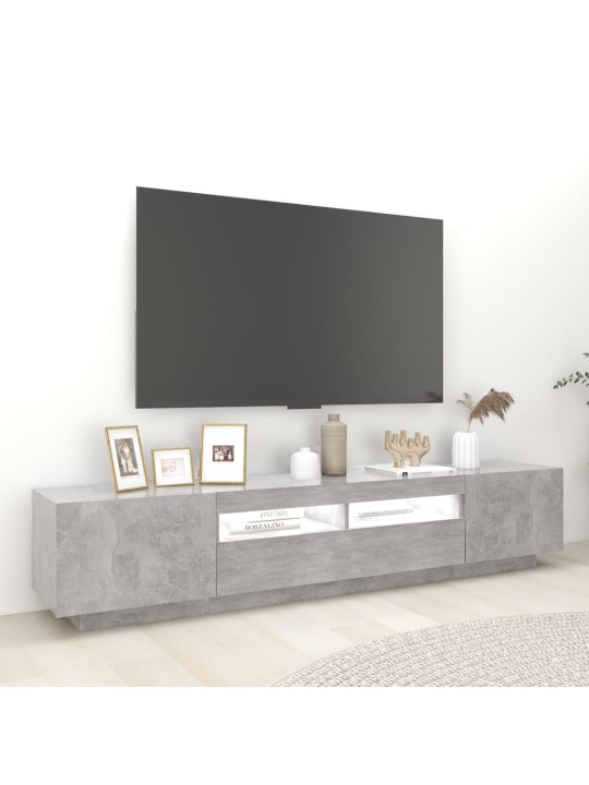 Tv skapītis ar led lampiņām, 200x35x40 cm, betona pelēks