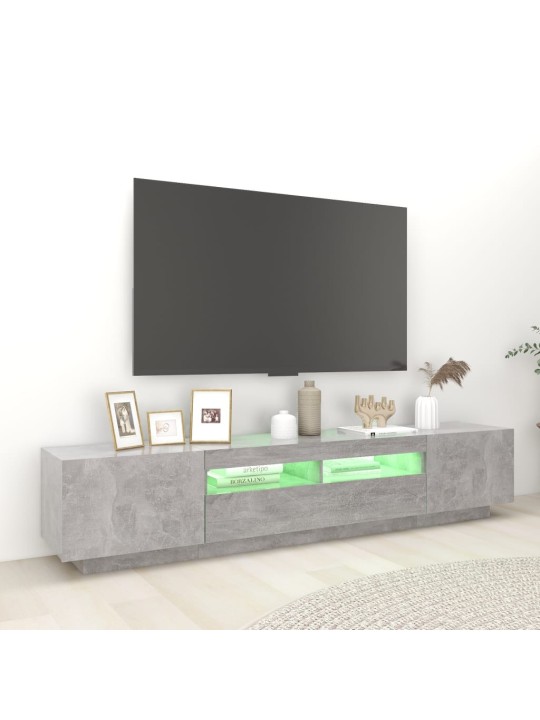 Tv skapītis ar led lampiņām, 200x35x40 cm, betona pelēks