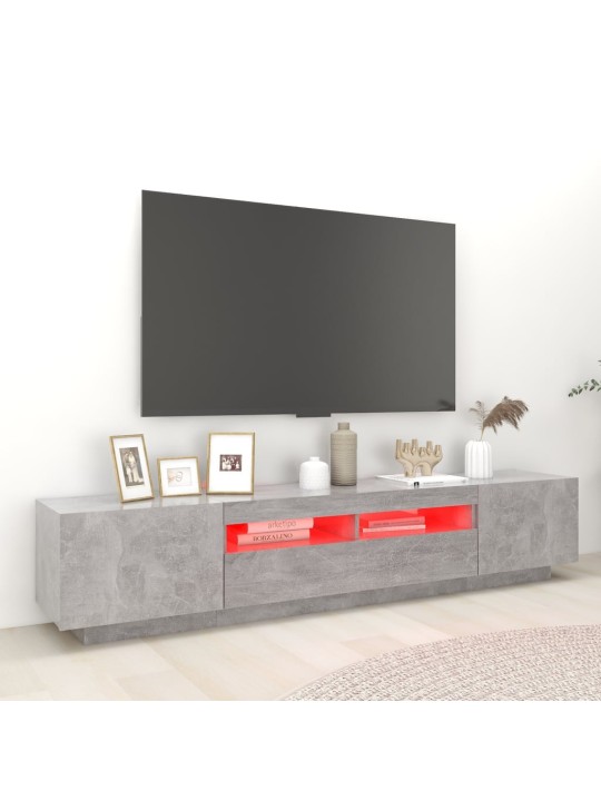 Tv skapītis ar led lampiņām, 200x35x40 cm, betona pelēks