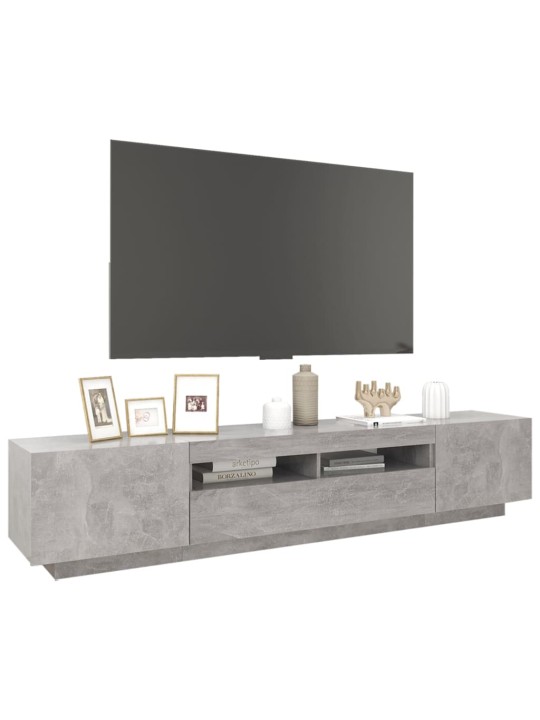 Tv skapītis ar led lampiņām, 200x35x40 cm, betona pelēks