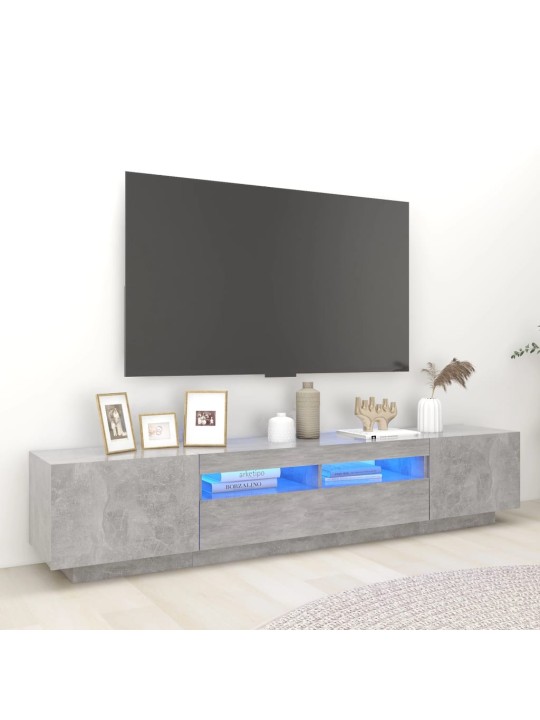 Tv skapītis ar led lampiņām, 200x35x40 cm, betona pelēks