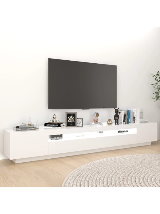 Tv skapītis ar led lampiņām, 260x35x40 cm, balts