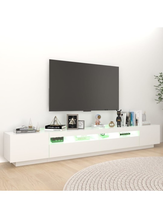 Tv skapītis ar led lampiņām, 260x35x40 cm, balts