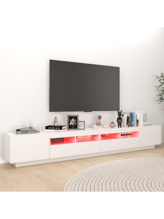 Tv skapītis ar led lampiņām, 260x35x40 cm, balts