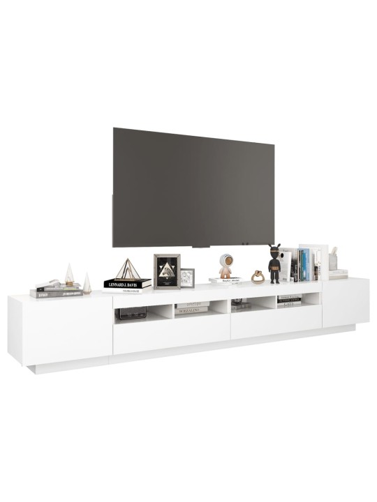 Tv skapītis ar led lampiņām, 260x35x40 cm, balts